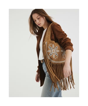 Suede, Broderie detail, Studded embellishment, Fringed, Popper fastening, Handle drop: 25cm, H: 25.5cm x W: 37cm x D: 0.5cmAbout the brandFASHION IS OUR DNARiver Island is an icon of the British high street. Inspired by the latest trends and our heritage style archives, we've been serving style and leading trends for over sixty years.We make fashion for real people with real lives, who want to look real good. Because life's a celebration - let's dress for it.