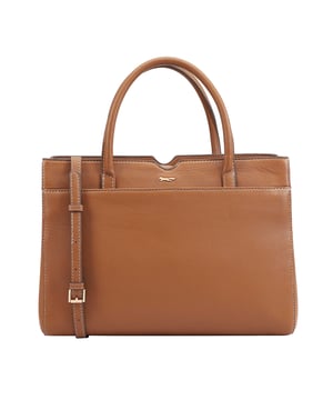 Made from soft premium leather, MAHAVY is a stylish work/travel bag is designed for both function and flair. It features two main compartments with a central zip section, all secured by a sleek magnetic tab. Inside, zipped and slip pockets on either side offer organized storageyou're your smaller essentials like keys, coin and phone. Complete with a removable, adjustable shoulder strap, it's a versatile and trendy companion for everyday use or travel. D:14.3cm W:33cm H:23.5cm