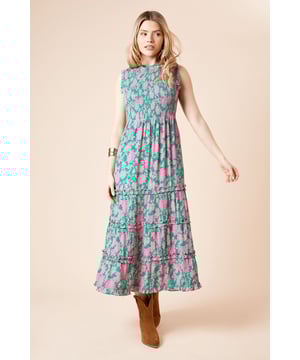 Shirred bodice design creates a flattering fit that adapts to your shape
        Delicate frill details add a feminine touch to the tiered silhouette
        Sleeveless cut perfect for warmer days whilst maintaining elegant coverage
        Midi length offers versatile styling options for various occasions
        Tiered skirt construction creates beautiful movement and dimension
    
    This Dorothy Perkins floral midi dress combines comfort with effortless style. The shirred bodice provides a customised fit that flatters your figure, while the tiered design creates a breezy silhouette that moves beautifully with you. Style with ankle boots and a denim jacket for casual weekend brunches with friends, or pair with flat sandals and a woven tote for family garden parties. The versatile midi length works wonderfully for baby showers when accessorised with delicate jewellery and a lightweight cardigan. Made from breathable viscose, this dress offers all-day comfort without compromising on style. The pretty floral pattern and frill detailing make this a standout piece that can be dressed up or down depending on the occasion - a true wardrobe hero for the woman who values both trend-conscious design and practical daywear.