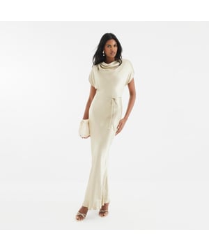 Satin fabric, Fitted, Column dress, Cowl neck, Sleeveless, Maxi lengthAbout the brandFASHION IS OUR DNARiver Island is an icon of the British high street. Inspired by the latest trends and our heritage style archives, we've been serving style and leading trends for over sixty years.We make fashion for real people with real lives, who want to look real good. Because life's a celebration - let's dress for it.