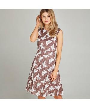 Lilac-Butterfly A-Line Dress-30-degree (cold) machine wash on synthetic cycle, Do not bleach, Do not tumble dry, One dot iron (cool), Do not dry clean