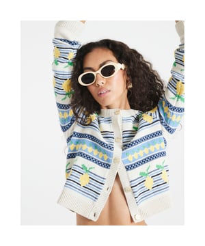 Knitted, Round neckline, Long sleeves, Striped, Lemon print, Button fasteningAbout the brandFASHION IS OUR DNARiver Island is an icon of the British high street. Inspired by the latest trends and our heritage style archives, we've been serving style and leading trends for over sixty years.We make fashion for real people with real lives, who want to look real good. Because life's a celebration - let's dress for it.