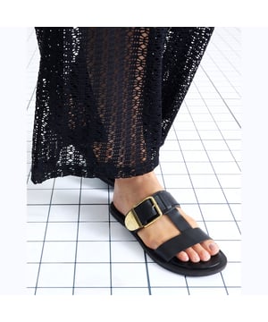 Leather fabric, T-Bar styled, Buckle strapped, Open toe, Backless, Flat solesAbout the brandFASHION IS OUR DNARiver Island is an icon of the British high street. Inspired by the latest trends and our heritage style archives, we've been serving style and leading trends for over sixty years.We make fashion for real people with real lives, who want to look real good. Because life's a celebration - let's dress for it.