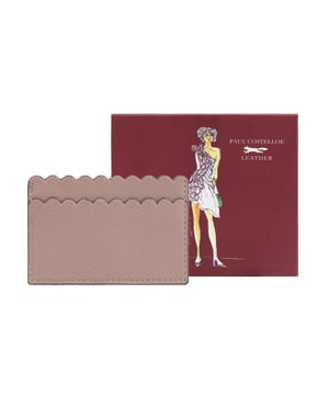 MELLAH- Crafted with precision from soft genuine leather, this elegant card holder features delicate scallop detailing for a refined touch. Designed to neatly hold your travel or bank cards, it's a stylish and practical essential that comes beautifully packaged in a gift box-perfect for treating yourself or someone special. D:1cm W:11cm H:9.5cm