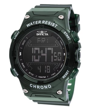 El Invicta 49042 tiene una caja de plastico de 52 millimetros con una esfera negro.
Esta modelo funciona con un movimiento de Cuarzo preciso.
Resistencia a la presión de aqua de 10 bares.
Este modelo es parte de la colección Invicta Racing.

2 años de garantía Invicta.