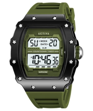 El Activa X Invicta ACW2296-002 tiene una caja de plastico de 44 millimetros con una esfera verde.
Esta modelo funciona con un movimiento de Cuarzo preciso.
Resistencia a la presión de aqua de 5 bares.
Este modelo es parte de la colección Activa X Invicta DIGITAL ESSENTIALS.

2 años de garantía Activa X Invicta.