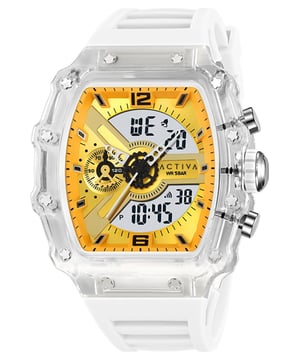 El Activa X Invicta ACW2398-003 tiene una caja de plastico de 44 millimetros con una esfera amarilla.
Esta modelo funciona con un movimiento de Cuarzo preciso.
Resistencia a la presión de aqua de 5 bares.
Este modelo es parte de la colección Activa X Invicta DIGITAL ESSENTIALS.

2 años de garantía Activa X Invicta.