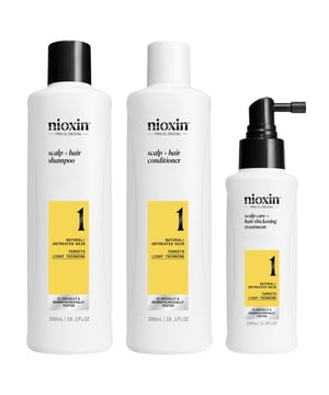 Transform your hair with the Nioxin Pro Clinical System 1 Kit, designed for natural, untreated hair with light thinning. This clinically tested kit includes a 300ml Scalp + Hair Shampoo, a 300ml Scalp + Hair Conditioner, and a 100ml Scalp Care + Hair Thickening Treatment. Experience thicker hair in just 30 days, with 8 out of 10 users reporting visible results. The formula gently cleanses, removes impurities, and minimizes breakage, while botanicals and antioxidants nourish your scalp. Follow our application steps for best results and enjoy beautifully thickened hair.