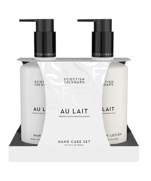 Experience the luxurious touch of the Scottish Fine Soaps Au Lait Hand Care Set, featuring a soothing Hand Wash and a hydrating Hand & Body Lotion. Infused with the natural goodness of Scottish oat and chamomile milk, this set is designed to replenish and restore your hands. The Hand Wash gently cleanses while leaving behind a delightful scent of creamy milk, violet, and sandalwood. The Hand & Body Lotion provides deep hydration, ensuring your skin feels soft and nourished. Perfect for daily use, this set is a must-have for anyone looking to pamper their hands and body.