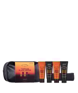 Experience the wild essence of Scotland with the Scottish Fine Soaps Thistle & Black Pepper Travel Bag Set. This stylish black washbag includes travel-sized essentials: Hair & Body Wash, Moisturiser, Aftershave Balm, and Face & Beard Wash, all infused with invigorating notes of black pepper, amber, and citrus. Enriched with Milk Thistle extract for a refreshing experience, this set is perfect for the modern man on the go. Each product cleanses, hydrates, and nourishes your skin, leaving behind a sophisticated scent. Ideal for travel or as a luxurious gift.
