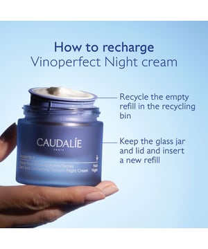 Transform your skin overnight with Caudalie's Vinoperfect Dark Spot Correcting Glycolic Night Cream Refill. This lightweight formula combats dark spots and uneven skin tone. Infused with Viniferine, which is 62 times more effective than Vitamin C in reducing pigmentation, and Glycolic Acid for gentle resurfacing, this moisturizer leaves skin bright and radiant. The eco-friendly refill system allows for easy replacement without waste. Suitable for all skin types, this non-comedogenic cream has shown significant results, with 90% of users noting a reduction in dark spots after 56 days.