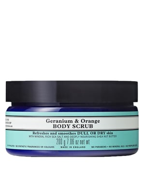 Revitalize your skin with Neal's Yard Remedies Geranium & Orange Body Scrub, a 200g energizing exfoliator that transforms dull skin into a radiant glow. This luxurious scrub combines Brittany Sea salt with nourishing shea and cocoa butters to cleanse, tone, and soften your skin, leaving it smooth. Perfect for all skin types, it enhances circulation while providing hydration. To use, gently massage onto damp skin and rinse thoroughly. Avoid using on freshly shaven or broken skin. Discover Neal's Yard Remedies, a pioneer in natural beauty since 1981.