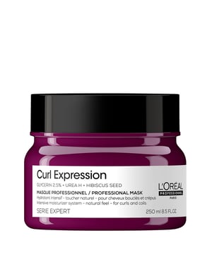 Transform your curls with the L'Oréal Professionnel SERIE EXPERT Curl Expression Intensive Moisturizer Mask. This luxurious mask is specially formulated for curls and coils, deeply hydrating and detangling your hair. Enriched with Glycerin, Urea H, and Hibiscus seed, it absorbs quickly to seal in moisture. Co-created with curl experts, it provides a professional treatment at home. For best results, apply to towel-dried hair after shampooing, leave on for 10 minutes, then rinse thoroughly. Experience expertly crafted hydration for your curls.