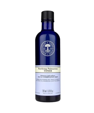 Experience the refreshing power of Neal's Yard Remedies Purifying Palmarosa Facial Toner, specially formulated for oily and combination skin. This cleansing toner combines clarifying mahonia and astringent witch hazel to effectively tone your skin, reduce excess oil, and minimize the appearance of pores. Perfect for blemish-prone skin, it prepares your face for maximum absorption of serums and moisturizers. Vegan-friendly and suitable for daily use, apply with a cotton pad after cleansing. Discover Neal's Yard Remedies, a pioneer in natural beauty.