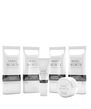 Revitalize your skin with the Model Secrets Complete Skincare Collection. This premium set nourishes tired skin and addresses five signs of aging: wrinkles, fine lines, uneven tone, sun damage, and loss of firmness. Featuring six products with Neroli Oil, Geranium Oil, Shea Butter, and Vitamins C & E, it enhances elasticity and radiance. Fast-absorbing and suitable for all skin types, this vegan and cruelty-free collection promotes healthy skin renewal. The set includes a facial cleanser, exfoliator, day cream, night cream, eye serum, and eye cream. Pamper your skin for a radiant complexion!