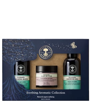 Experience ultimate relaxation with the Neal's Yard Remedies Soothing Aromatic Collection. This luxurious bath and body set features a harmonious blend of organic botanicals and essential oils, including geranium, lavender, and marjoram, carefully sourced from Fair for Life-certified plantations. The set includes:

- **Aromatic Foaming Bath (100ml)**: Transform your bathing ritual with this calming foaming bath, designed to invigorate your senses and promote tranquility. Simply add to running water for a soothing soak.
- **Aromatic Body Butter (100ml)**: Indulge your skin with this rich body butter, enriched with nourishing Shea and Cocoa Butters, providing deep hydration and a refreshing fragrance.

Neal's Yard Remedies is a pioneering brand in natural and organic beauty, committed to sustainability and ethical practices. Elevate your self-care routine with this exquisite collection, perfect for gifting or personal indulgence.