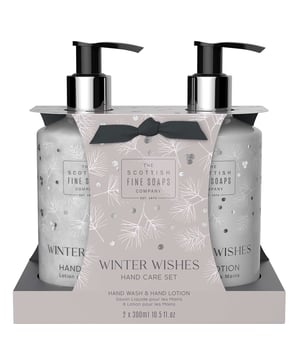 Pamper your hands with the Scottish Fine Soaps Company Winter Wishes Hand Care Set. This luxurious set includes a 300ml Hand Wash and a 300ml Hand Lotion, beautifully packaged in an elegant card caddy. Infused with a delightful blend of warming spices, this hand care duo not only cleanses but also deeply hydrates your skin, leaving your hands feeling soft and smelling enchanting. Perfect as a gift or a treat for yourself, this hand care set is a must-have for the winter season.