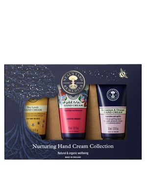 Indulge your hands with the Neal's Yard Remedies Nurturing Hand Cream Collection, featuring three luxurious hand creams with organic essential oils. This gift set includes:

- **Bee Lovely Hand Cream (30ml)**: Nourishing honey and orange essential oil keep hands smooth and hydrated.
- **Wild Rose Hand Cream (30ml)**: Organic rosehip oil protects and revitalizes your hands.
- **Geranium & Orange Hand Cream (30ml)**: A blend of rose, geranium, and sweet orange essential oils energizes your skin.

Treat yourself or a loved one to this exceptional collection.