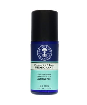 Experience the invigorating freshness of Neal's Yard Remedies Peppermint & Lime Roll-On Deodorant. This natural deodorant offers 24-hour odour protection with a refreshing blend of citrus and herbal scents. Enriched with Bamboo Powder, it keeps your underarms dry and comfortable. Infused with organic essential oils, it nourishes your skin and is suitable for vegans. Apply under the arms as needed, avoiding broken skin. Neal's Yard Remedies is committed to sustainability and cruelty-free practices since 1981.