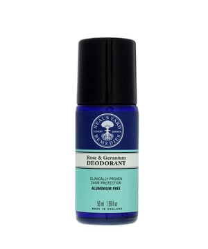 Experience all-day freshness with Neal's Yard Remedies Rose & Geranium Roll-On Deodorant. This luxurious floral deodorant combines the scents of roses and geraniums with bamboo powder to combat body odour and wetness for up to 24 hours. Suitable for vegans, this eco-friendly deodorant is made with natural ingredients and free from harmful chemicals. Apply under your arms as needed, avoiding broken skin. The recyclable packaging is made from glass, promoting sustainability. Join the movement towards a healthier planet with Neal's Yard Remedies.