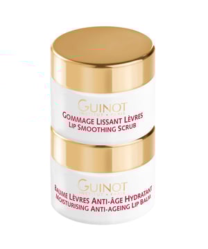 Discover the Guinot Lip Perfect Duo, a revolutionary lip care solution designed for your lips, eyes, and neck. This exceptional set includes a Smoothing Lip Scrub and an Anti-Aging Moisturizing Lip Balm. The Smoothing Lip Scrub gently exfoliates with sugar grains, removing dead skin cells and reducing fine lines for irresistibly soft lips. Follow it up with the Anti-Aging Moisturizing Lip Balm, enriched with Hyaluronic Acid and Mango Butter to plump, nourish, and protect against aging. Keep your lips rejuvenated and hydrated with this easy-to-carry duo, perfect for on-the-go beauty!