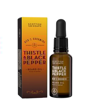 Elevate your grooming routine with the Scottish Fine Soaps Thistle & Black Pepper Beard Oil. This premium beard oil combines soothing almond oil, hydrating jojoba oil, shaping avocado oil, and vitamin E to keep your beard looking its best. Infused with a distinctive thistle and black pepper fragrance, this oil offers a unique Scottish twist on a classic men's grooming staple. The enriching Milk Thistle extract adds a rich, woody amber scent with citrus and herbal notes. Simply drop a few drops into your palm and massage evenly throughout your beard for a well-groomed look.