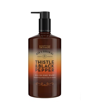 Discover the invigorating freshness of the Scottish Fine Soaps Company Thistle & Black Pepper All-In-One Wash. This versatile formula combines hydrating magnesium, purifying oat extract, and skin-soothing panthenol to cleanse both skin and hair. The unique blend features the enriching properties of Milk Thistle extract, delivering a rich, woody amber fragrance infused with zesty citrus, aromatic herbs, and vibrant sea buckthorn. Perfect for your daily routine, simply lather over wet skin and hair before rinsing with warm water for a refreshing cleanse.
