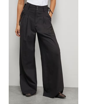 Tailored wide-leg silhouette with dramatic floor-sweeping length
        Front pleats for added structure and dimension
        Practical side pockets for everyday functionality
        Secure button and clasp waistband closure
        Linen blend fabric offering breathable comfort with a refined drape
    
    Make a confident statement with these Warehouse tailored trousers that combine contemporary styling with everyday wearability. The wide-leg design creates a flowing silhouette that moves beautifully with every step, while the structured pleats add a touch of sophistication. These versatile trousers transition effortlessly from day to evening - pair with a crisp white t-shirt and oversized shirt for a relaxed daytime look, or style with a fitted bodysuit and statement jewellery for dinner with friends. The linen blend fabric ensures these trousers maintain their shape whilst offering breathability for all-day comfort. Complete the ensemble with chunky loafers or trainers for an edgy, modern finish that captures Warehouse's confident aesthetic. Perfect for family gatherings, weekend brunches or casual workplace settings where comfort meets style.