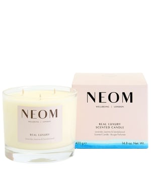 Experience tranquility with the Neom Wellbeing London Scent To De-Stress Candle. Hand-poured with a blend of 24 pure essential oils, including calming lavender and uplifting jasmine, this luxury 3-wick candle creates a relaxing atmosphere. Enjoy a burn time of up to 50 hours while the natural fragrances promote well-being. Light all three wicks for optimal performance and indulge in the soothing aroma. Perfect for enhancing self-care, this candle transforms your space into a calming sanctuary. Neom is a Certified B Corporation, committed to ethical practices.