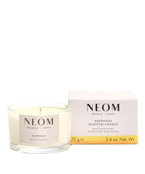 Experience the uplifting power of Neom's Happiness Scented Candle, crafted to enhance your wellbeing. This 75g candle features a joyful blend of white neroli, mimosa, and lemon, creating an inviting aroma. With 100% natural fragrances, Neom candles help relieve stress and elevate your mood. Hand-poured with pure vegetable wax, each candle burns for up to 20 hours, perfect for smaller spaces or travel. Embrace moments of happiness and transform your environment into a tranquil haven. Neom is a Certified B Corporation, committed to ethical practices.