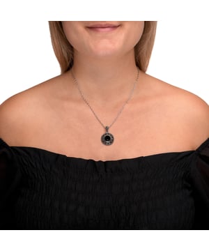 Aufregender Silberschmuck mit echten Steinen  Zeeme Gemstones - Damen-Halskette aus 925 Sterling Silber oxydiert 45cm lang mit schwarzem Achat 10mm