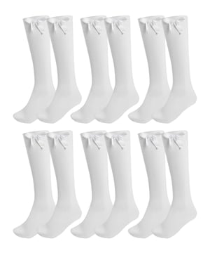 Add a touch of elegance to everyday wear with these charming knee-high socks, perfect for both ladies and girls. Made from a cotton-rich blend with Lycra, they offer exceptional softness, breathability, and a comfortable stretch that hugs the legs without slipping down. Featuring a delicate satin bow at the top, these socks bring a stylish and feminine flair—ideal for school, special occasions, or simply dressing up an outfit