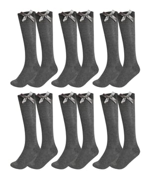 Add a touch of elegance to everyday wear with these charming knee-high socks, perfect for both ladies and girls. Made from a cotton-rich blend with Lycra, they offer exceptional softness, breathability, and a comfortable stretch that hugs the legs without slipping down. Featuring a delicate satin bow at the top, these socks bring a stylish and feminine flair—ideal for school, special occasions, or simply dressing up an outfit