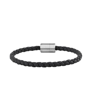 Feine Echtschmuckmarke - designed in Deutschland  Herren-Armband aus schwarz geflochtenem, olivenblattgegerbtem Leder und einem silbernen Edelstahl-Magnetverschluss. Das Armband ist ca. 21cm lang. Der Artikel wird in einer Schmuckverpackung geliefert.