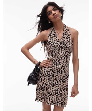 Dresses by Topshop This is Topshop Spot design Halterneck style Open back Slim fitSold By: Asos