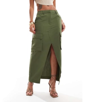 Skirts by Vero Moda Midi moment High rise Belt loops Functional pockets Front split Regular fitSold By: Asos