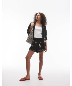 Trousers & Leggings by Topshop This is Topshop Part of a co-ord set Embroidered details Mid rise Elasticated drawstring waist Regular fitSold By: Asos