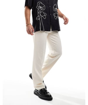 Trousers & Chinos by ASOS DESIGN Do the smart thing Regular rise Belt loops Functional pockets Straight fitSold By: Asos