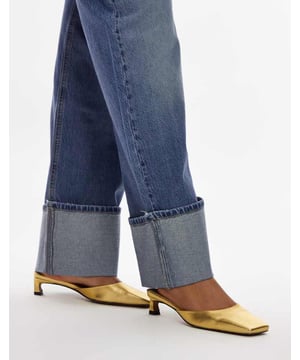 Shoes by Topshop This is Topshop Metallic finish Slip-on style Square toe Flat sole Low block heelSold By: Asos