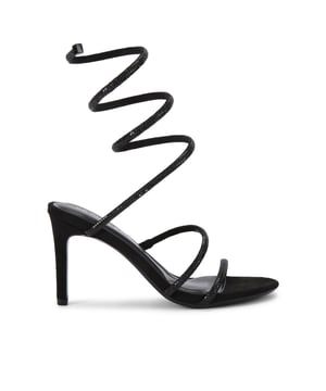 This KG Kurt Geiger Athena heel is crafted in black with black crystal embellished spiral ankle strap. The heel is in a high stiletto style. Heel height: 9cm.