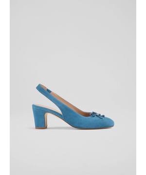 The Louise ballerina slingback is crafted from luxurious blue suede, featuring an almond-shaped toe and block heel. These shoes transition seamlessly from day to night. Pair them with tailored trousers or a midi skirt for sophistication. Perfect for dinner dates or classy work events, they are your go-to for understated charm.