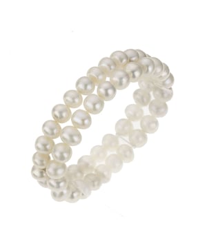 Entdecken Sie die magische Faszination der schimmernden Perlen!  Zeeme Pearls - Zweireihiges Perl-Armband mit Verschluss aus 925 Sterling Silber und weißen Perlen 8mm, 19cm lang