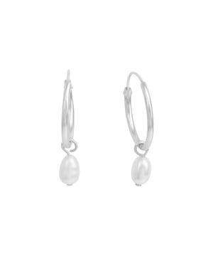 Entdecken Sie die magische Faszination der schimmernden Perlen!  Zeeme Pearls - Ohrringe Silber 925 rhodiniert. Die zarten Creolen haben einen Durchmesser von 14mm. Als Anhänger dient jeweils eine Süßwasserzuchtperle in weiß mit ca. 5mm Länge.
