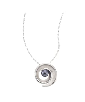 Entdecken Sie die magische Faszination der schimmernden Perlen!  Zeeme Pearls - Damen-Halskette aus 925 Sterling Silber rhodiniert 42/45cm lang mit einer schwarzen Perle 5,5-6mm
