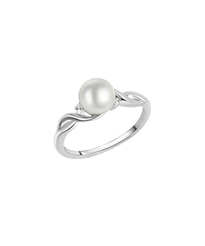 Entdecken Sie die magische Faszination der schimmernden Perlen!  Zeeme Pearls - Damen-Ring aus 925 Sterling Silber rhodiniert mit einer weißen Perle und Zirkonia-Steinen