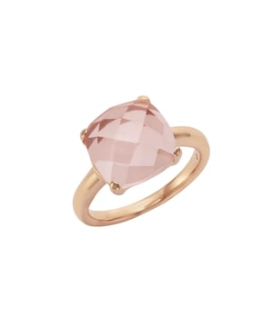 Silberschmuck mit echten Farbsteinen, große Auswahl im Shop  Jamelli - Damen-Ring aus 925 Sterling Silber rosé-vergoldet mit natürlichem Rosenquarz 12mm