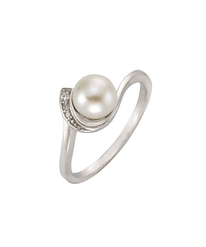Entdecken Sie die magische Faszination der schimmernden Perlen!  Zeeme Pearls - Damen-Ring aus 925 Sterling Silber rhodiniert mit weißer Muschelkernperle und Zirkonia-Steinen