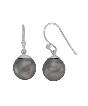 Entdecken Sie die magische Faszination der schimmernden Perlen!  Zeeme Pearls - Damen-Ohrhänger aus 925 Sterling Silber mit 2 grauen Muschelkernperlen 10mm