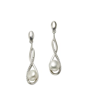 Entdecken Sie die magische Faszination der schimmernden Perlen!  Zeeme Pearls - Damen-Ohrringe aus 925 STerling Silber rhodiniert mit weißen Perlen 7mm und Zirkonia Steinen