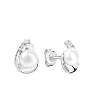 Entdecken Sie die magische Faszination der schimmernden Perlen!  Zeeme Pearls - Damen-Ohrringe aus 925 Sterling Silber mit weißen Perlen 6,5-7mm und Zirkonia-Steinen